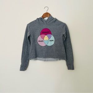 Justice Girls Grey Fleece Lined Cropped Sweater